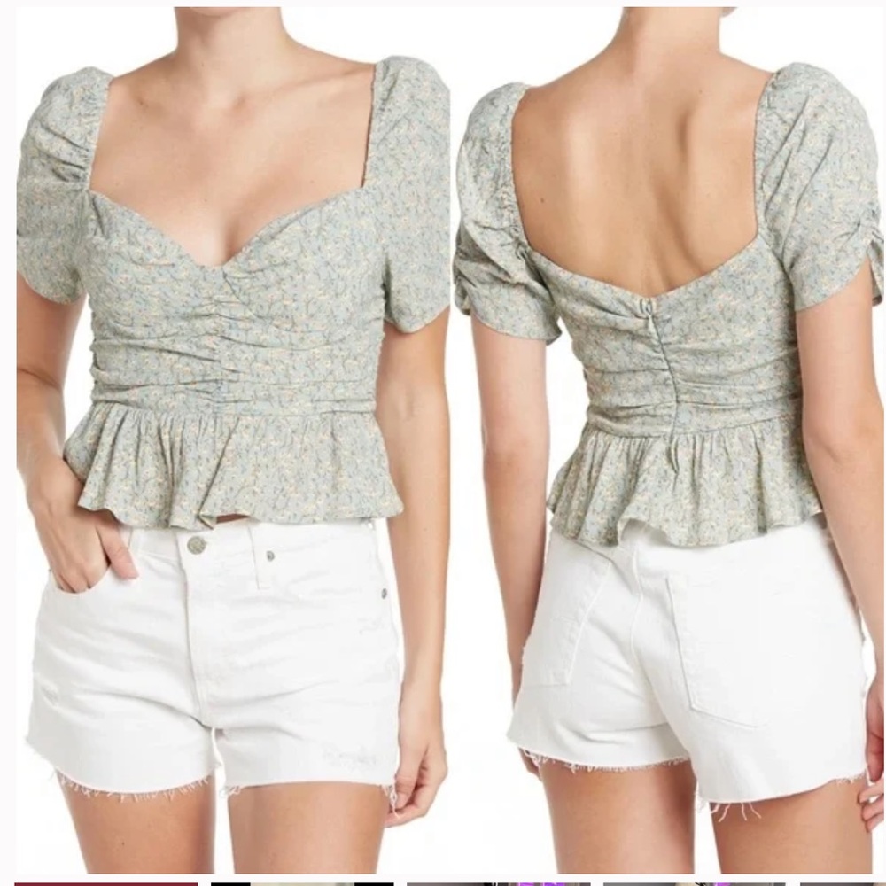 ASTR the label off white taupe ditsy blouse